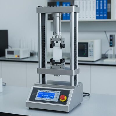 Machine d'essai de traction avec plage de vitesse d'essai de 0,5 à 500 mm/min, précision de force d'essai de ±1 % et précision de mesure de déplacement de 0,001 mm