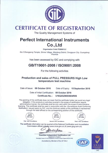 China Perfect International Instruments Co., Ltd certification