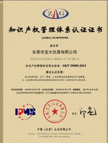 China Perfect International Instruments Co., Ltd certification
